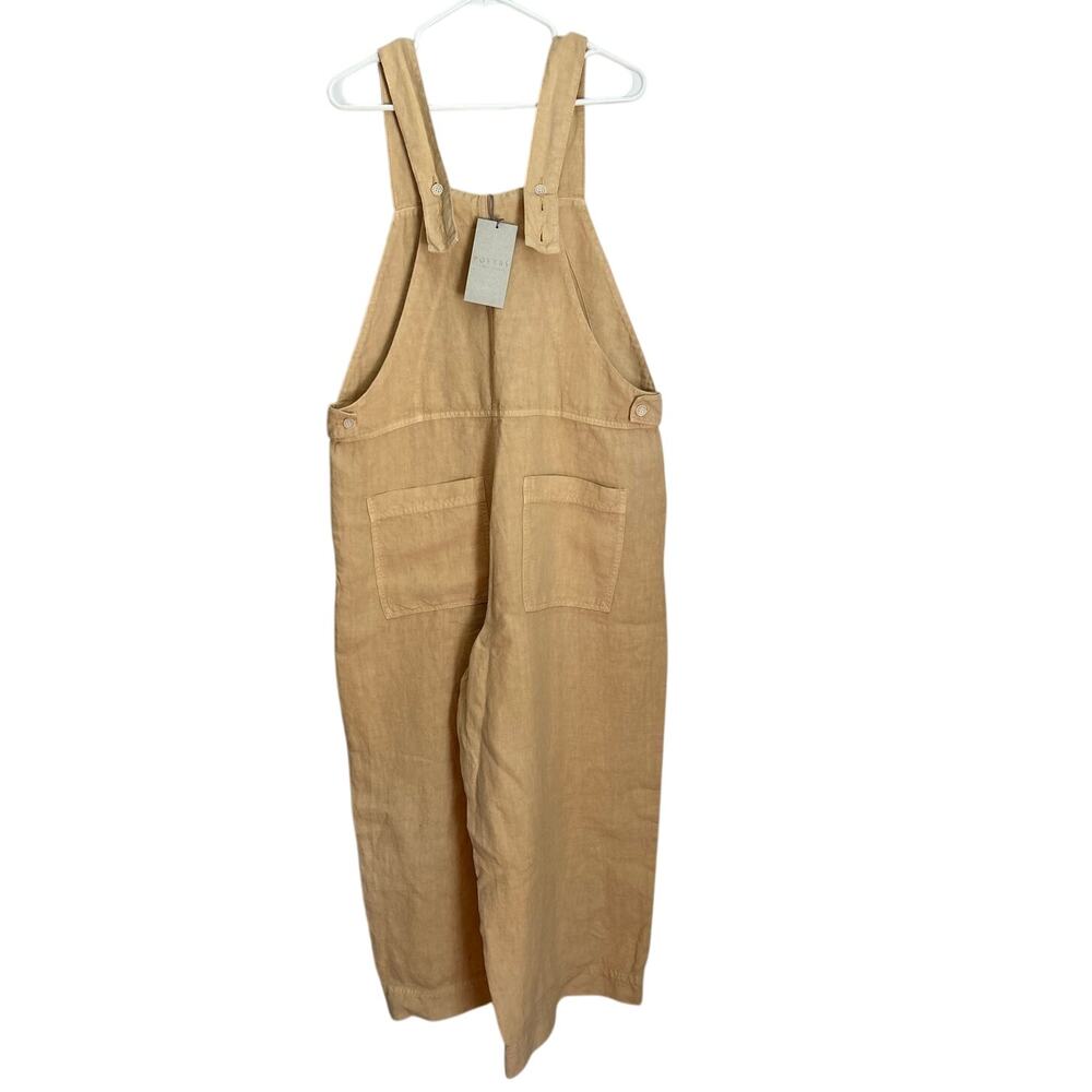NWT Poetry 100% Linen Wide-Leg Lagenlook Overalls Buttermilk Size 12